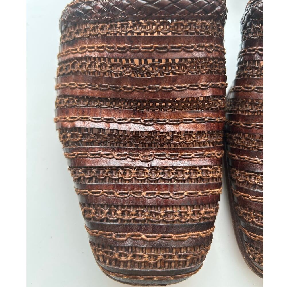 Vintage Sesto Meucci Woven Leather Slingback Sandals Brown - Made in Italy 8.5N - Picture 4 of 8